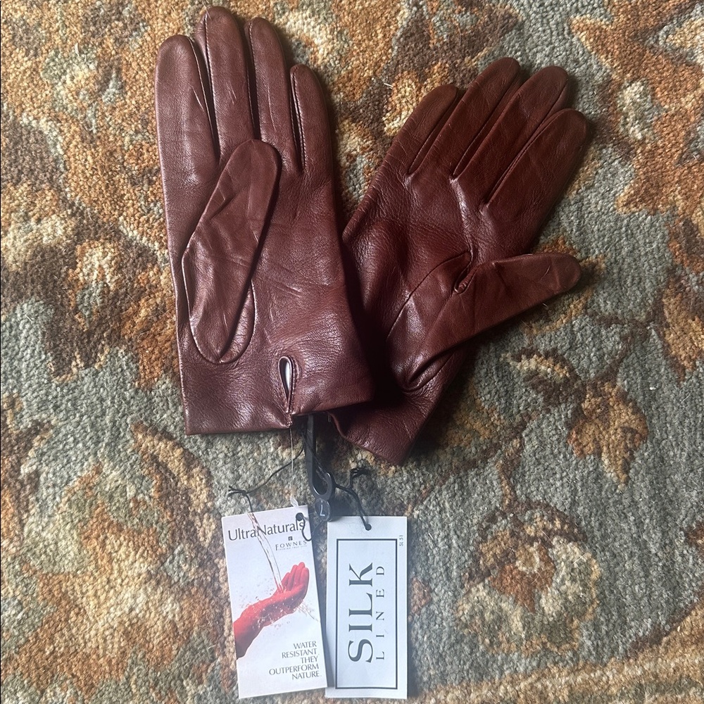 Fownes UltraNaturals Silk Lined Leather Water Resistant Gloves, Size 7